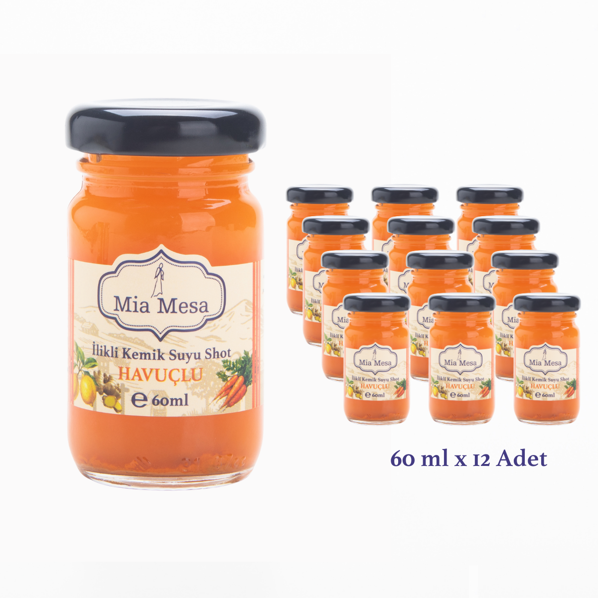 İlikli Kemik Suyuna Havuçlu Shot Seti 12*60 ml